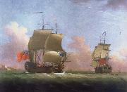 Monamy, Peter THe Ship rigged royal yacht Dublin in two positions oil painting picture wholesale
